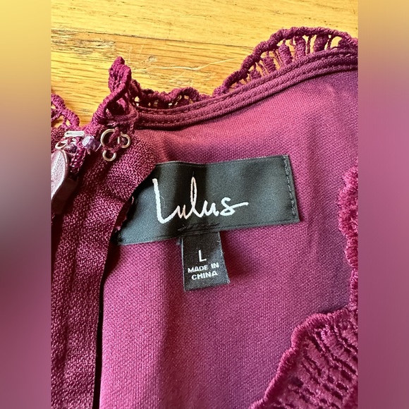 Lulus angel in disguise lace skater dress burgundy - Picture 4 of 7